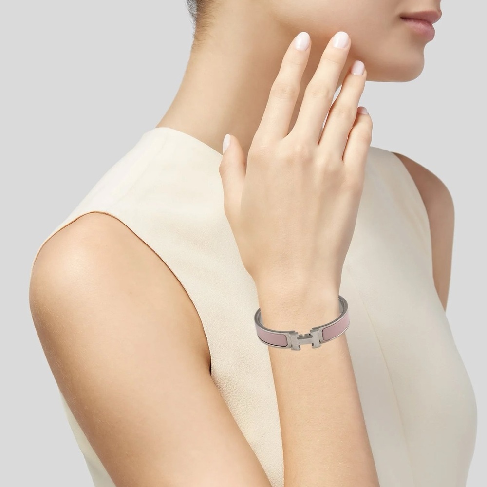 Hermes Narrow Clic H Bracelet PM Light Pink/Mauve Pâle
